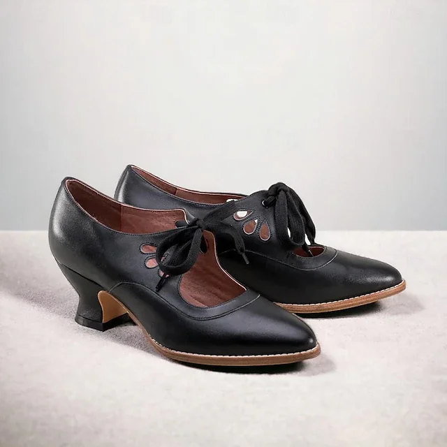 Zydrune - Vintage Leder Pumps Mit Hohem Absatz