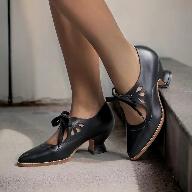 Zydrune - Vintage Leder Pumps Mit Hohem Absatz