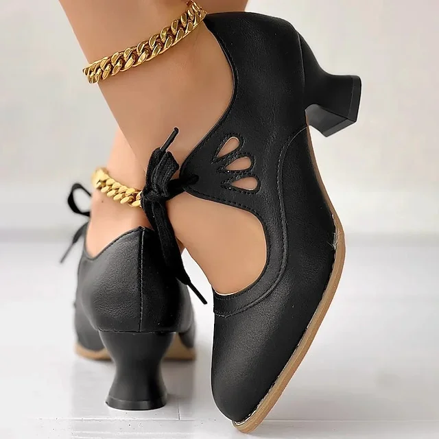 Zydrune - Vintage Leder Pumps Mit Hohem Absatz