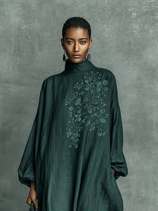 Mirra – Locker Sitzendes Maxi Kleid Mit Langen Ärmeln