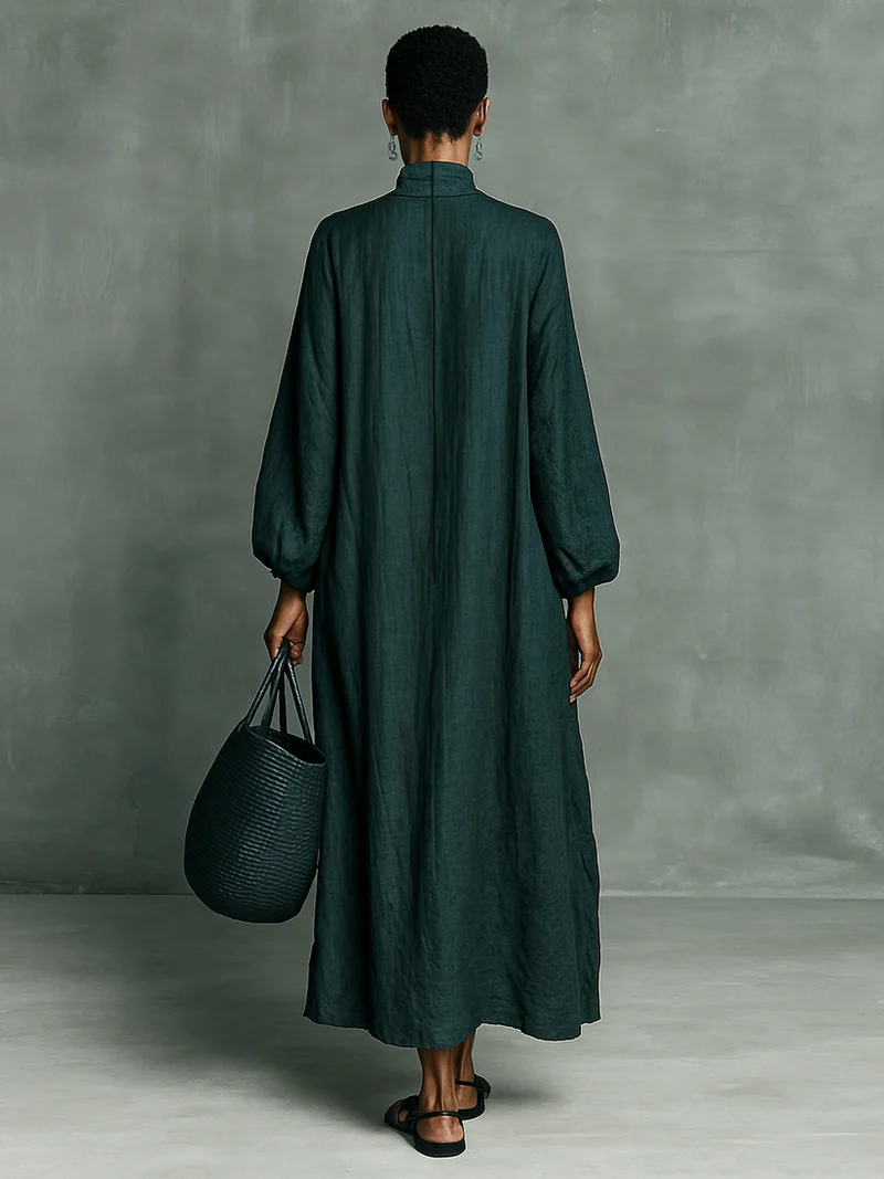 Mirra – Locker Sitzendes Maxi Kleid Mit Langen Ärmeln
