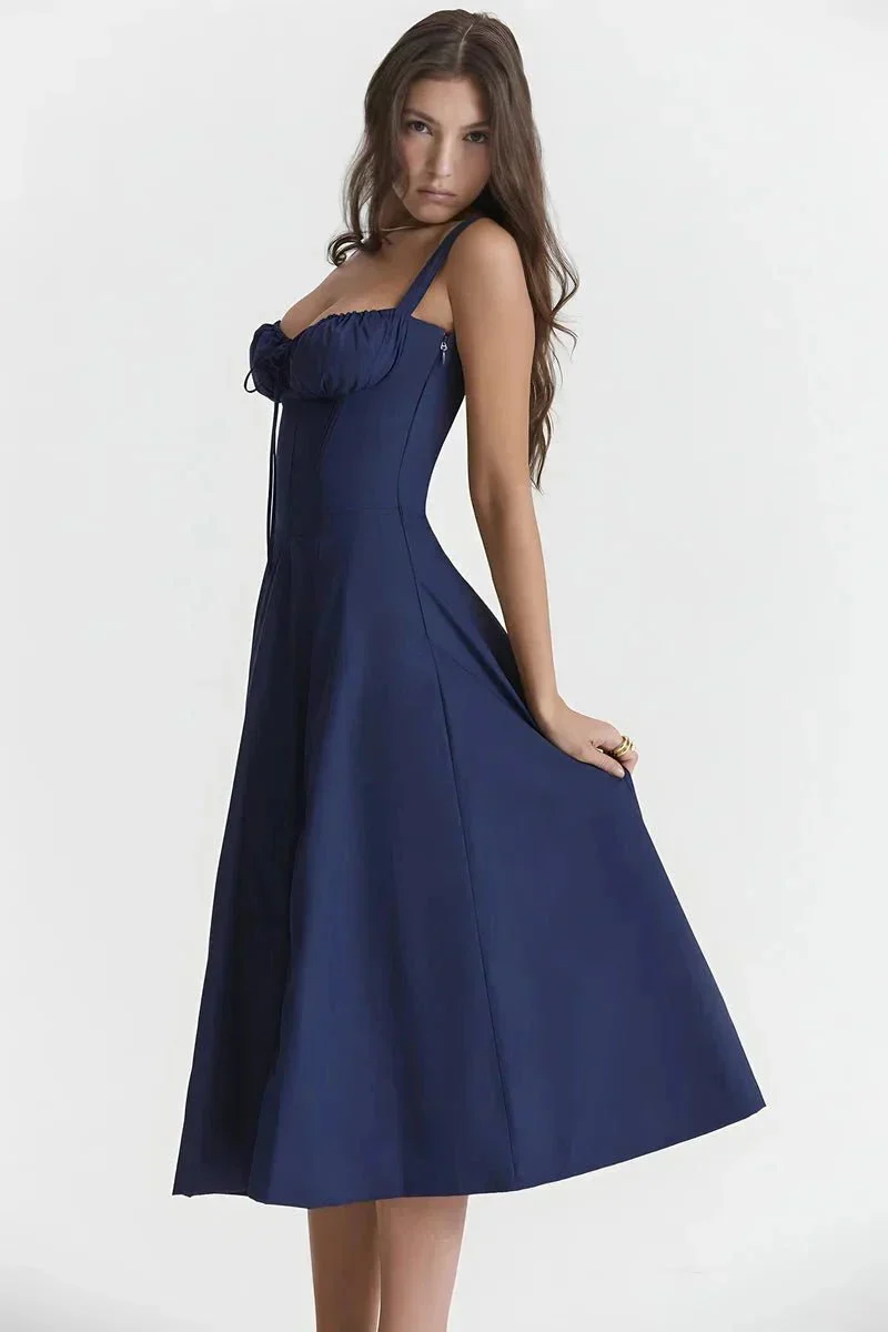 Linsay Blumenkleid – Midi-Kleid mit Korsett & Seitenschlitz