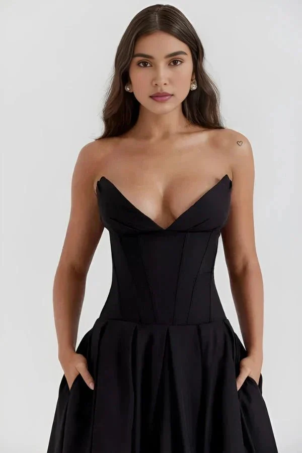 Laarni Kleid – Elegantes Korsett-Midi-Kleid für besondere Anlässe