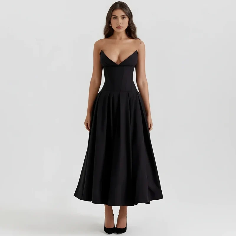 Laarni Kleid – Elegantes Korsett-Midi-Kleid für besondere Anlässe