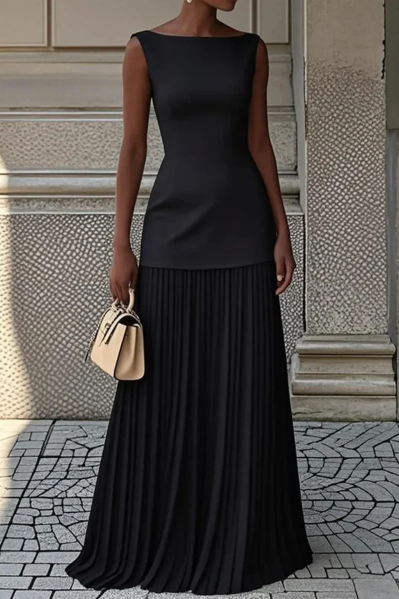 Eline | Elegantes Plissee Maxi Kleid für Damen – Formell