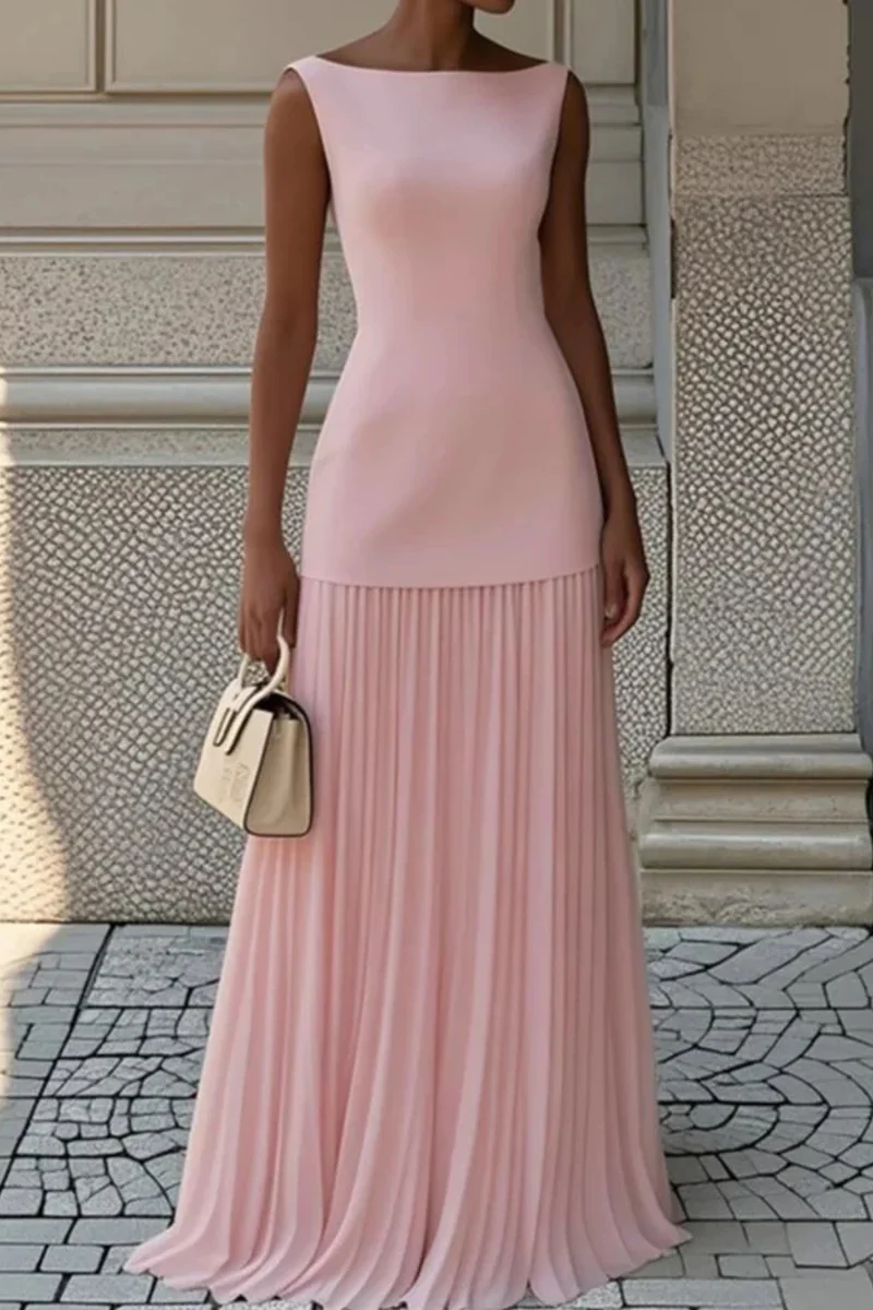Eline | Elegantes Plissee Maxi Kleid für Damen – Formell