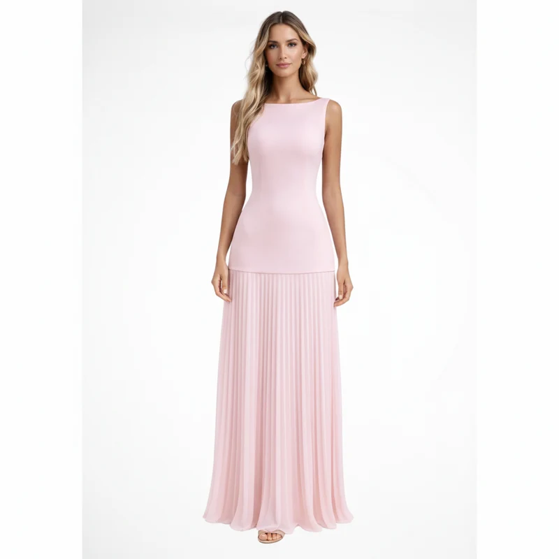 Eline | Elegantes Plissee Maxi Kleid für Damen – Formell