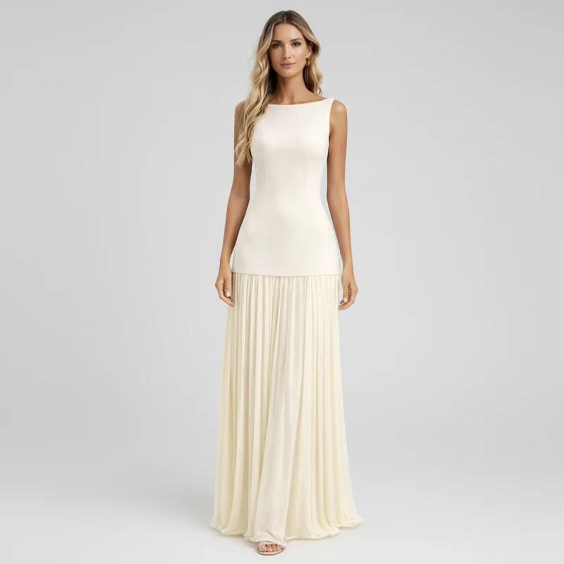 Eline | Elegantes Plissee Maxi Kleid für Damen – Formell