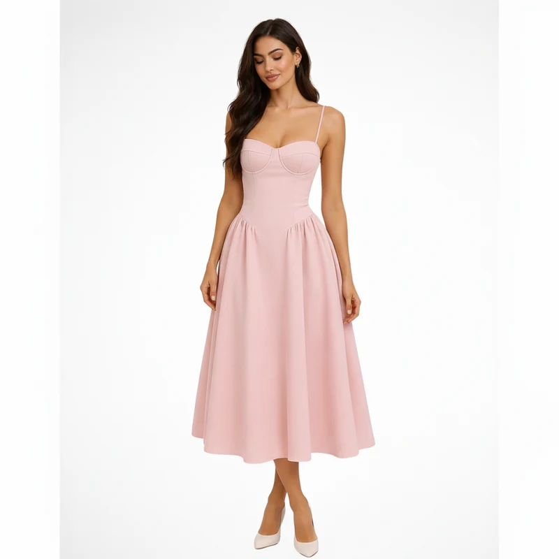Seren | Elegantes Midi-Kleid mit Korsett-Oberteil & A-Linie