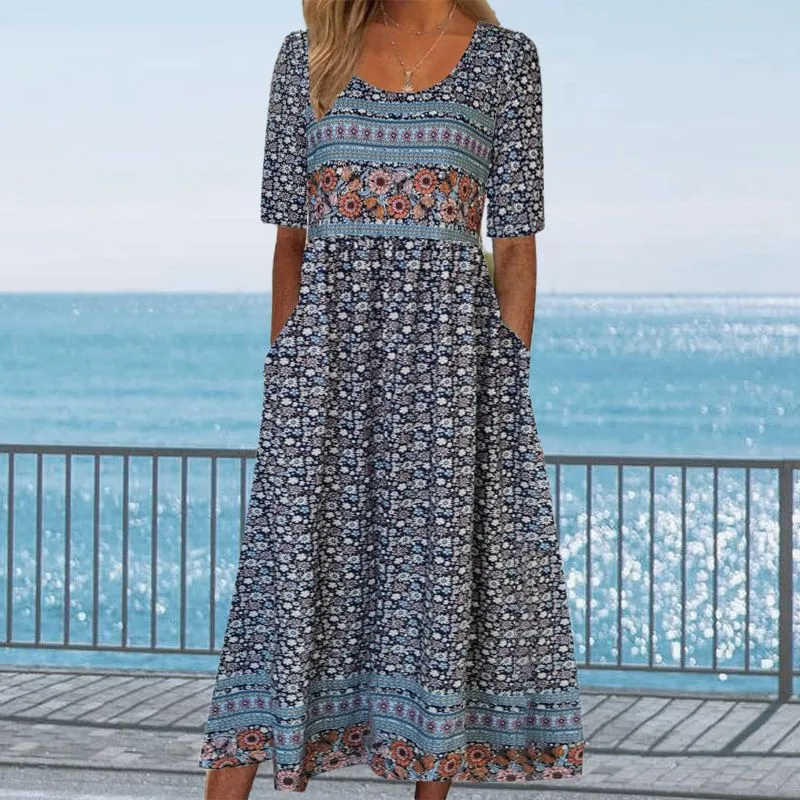 Dinara - Elegantes Kleid Mit Boho Drucken