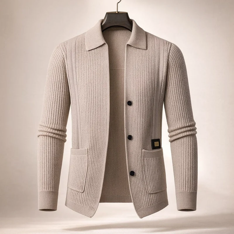 Nawed – Slim Fit Strickjacke Mit Reverskragen