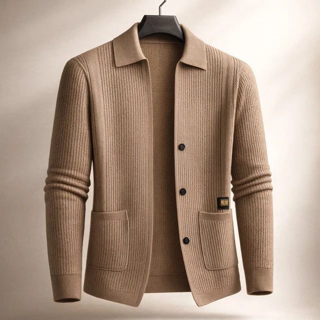 Nawed – Slim Fit Strickjacke Mit Reverskragen
