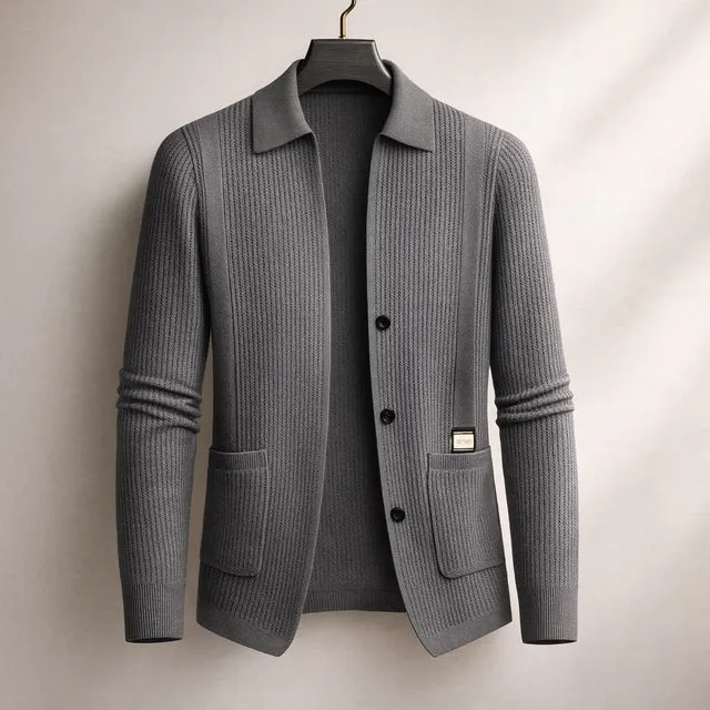 Nawed – Slim Fit Strickjacke Mit Reverskragen