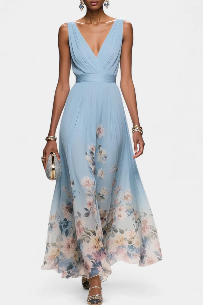 Saulina – Ärmelloses Maxikleid Mit Blumenmuster