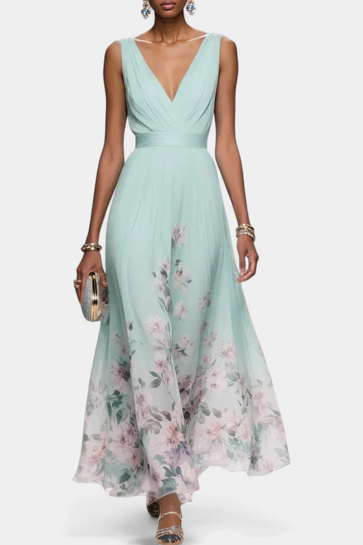 Saulina – Ärmelloses Maxikleid Mit Blumenmuster