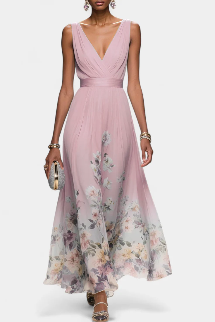 Saulina – Ärmelloses Maxikleid Mit Blumenmuster