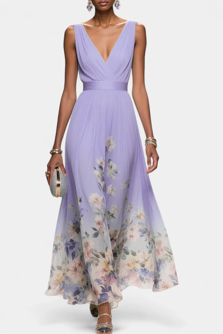Saulina – Ärmelloses Maxikleid Mit Blumenmuster