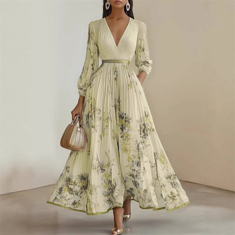 Pramudi - Elegantes Maxi Kleid Mit langen Ärmeln