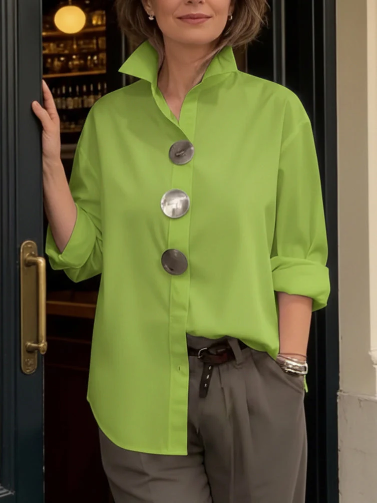 Shalani - Elegante Bluse Aus Leinen Und Baumwolle Mit Metallknöpfen