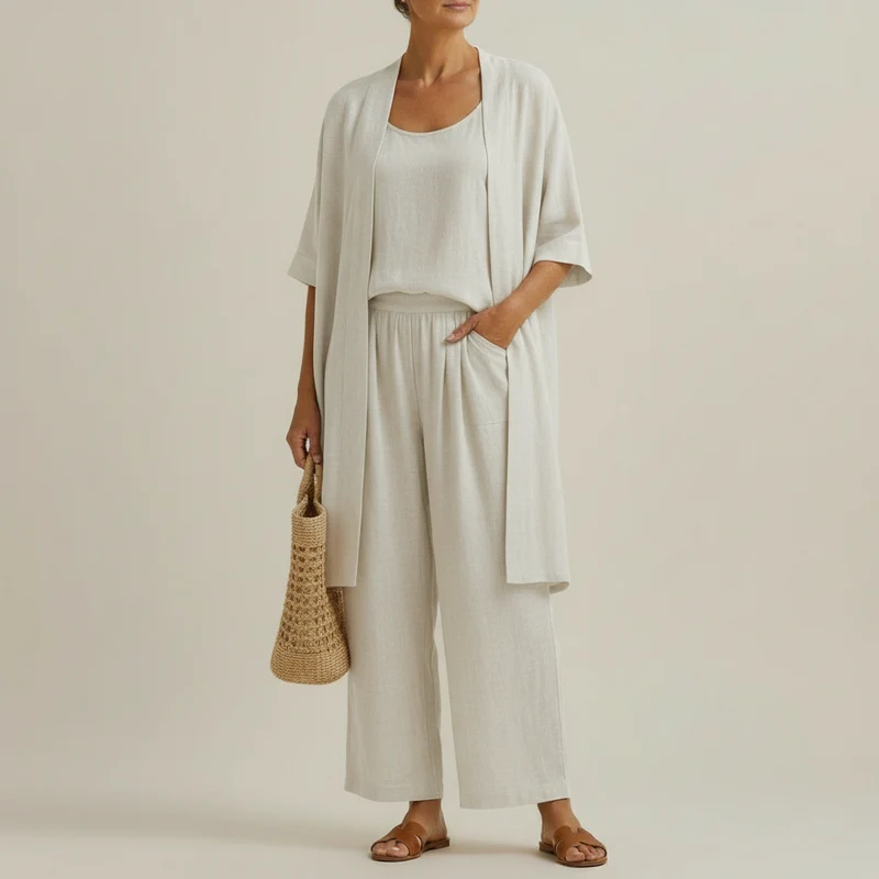 Risteena – Minimalistisches Dreiteiliges Set Aus Leinen Und Baumwolle