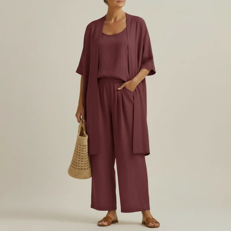 Risteena – Minimalistisches Dreiteiliges Set Aus Leinen Und Baumwolle
