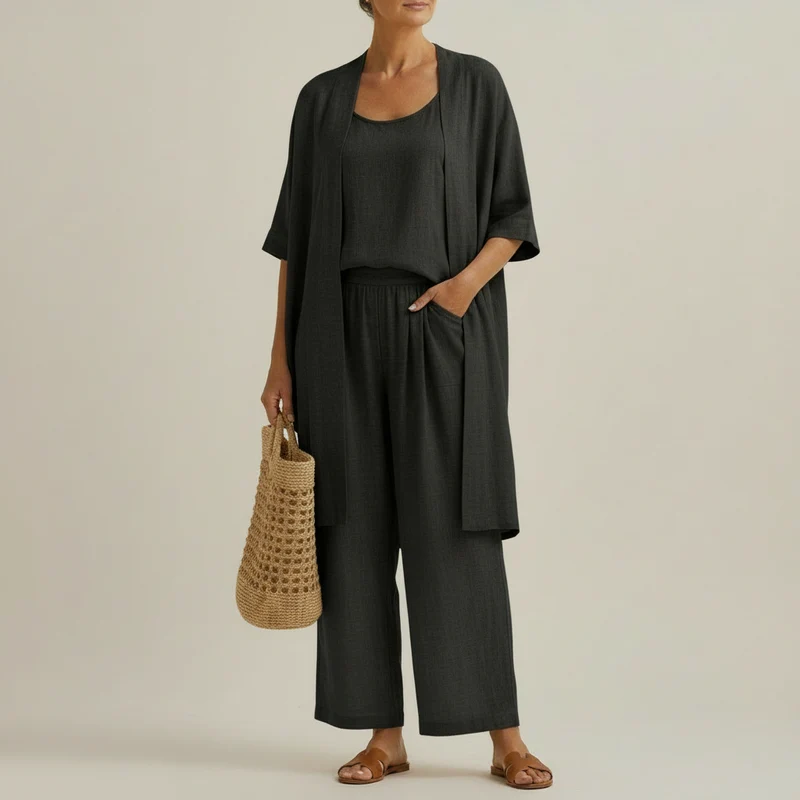 Risteena – Minimalistisches Dreiteiliges Set Aus Leinen Und Baumwolle