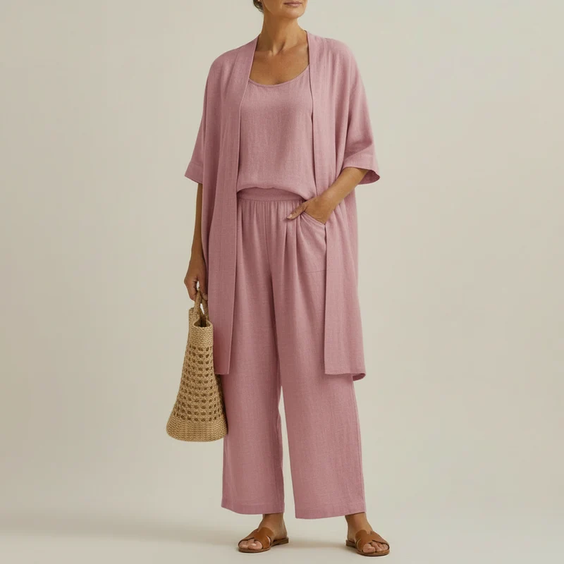 Risteena – Minimalistisches Dreiteiliges Set Aus Leinen Und Baumwolle