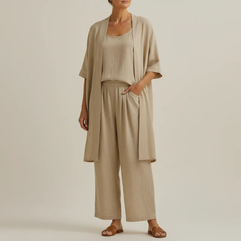 Risteena – Minimalistisches Dreiteiliges Set Aus Leinen Und Baumwolle