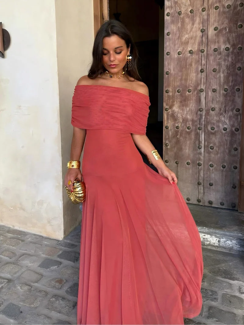 Dainia – Ein-Schulter-Maxikleid Aus Netz