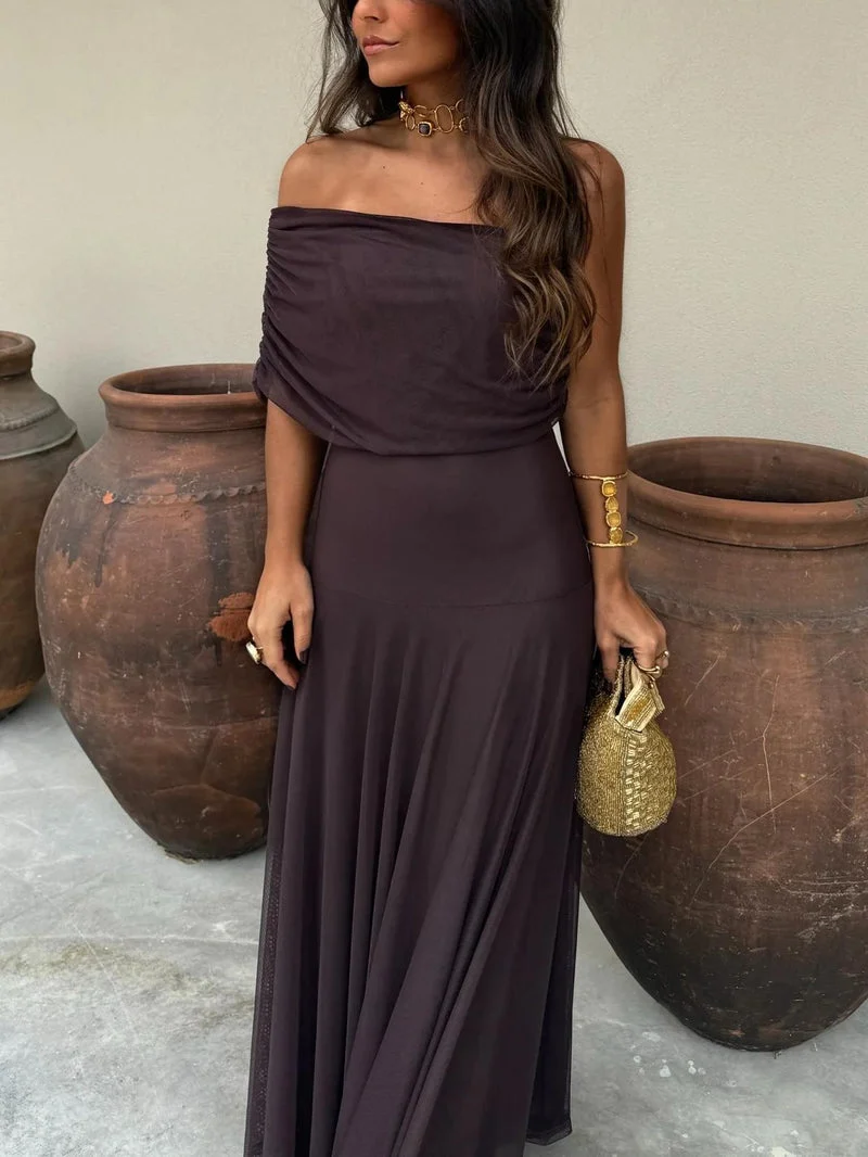 Dainia – Ein-Schulter-Maxikleid Aus Netz
