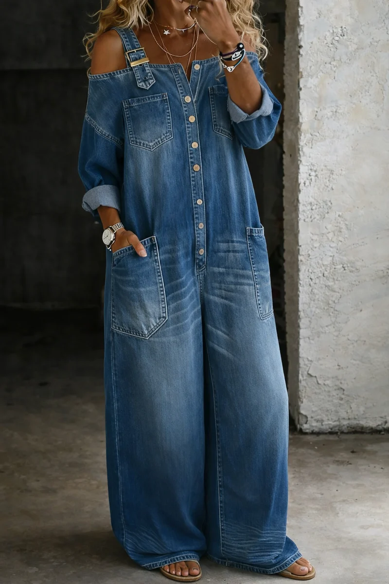 Armas - Off-Schulter Jeans Overall