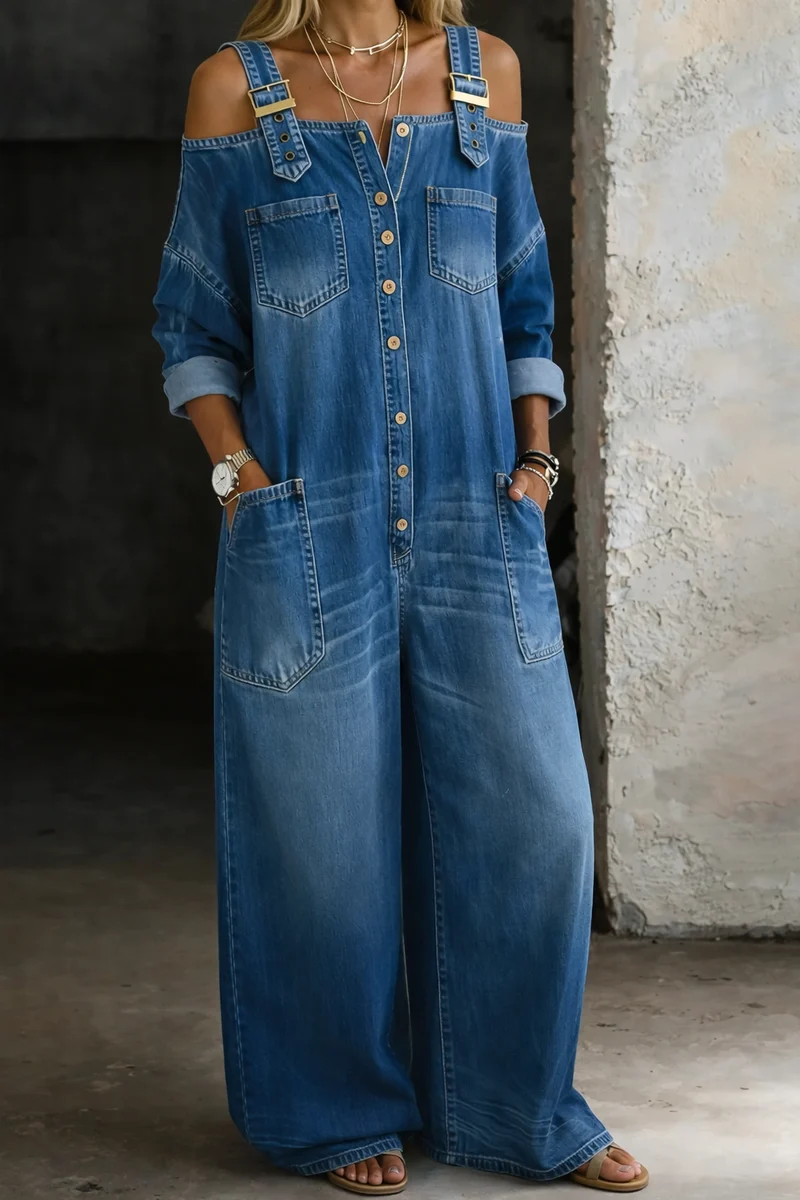 Armas - Off-Schulter Jeans Overall