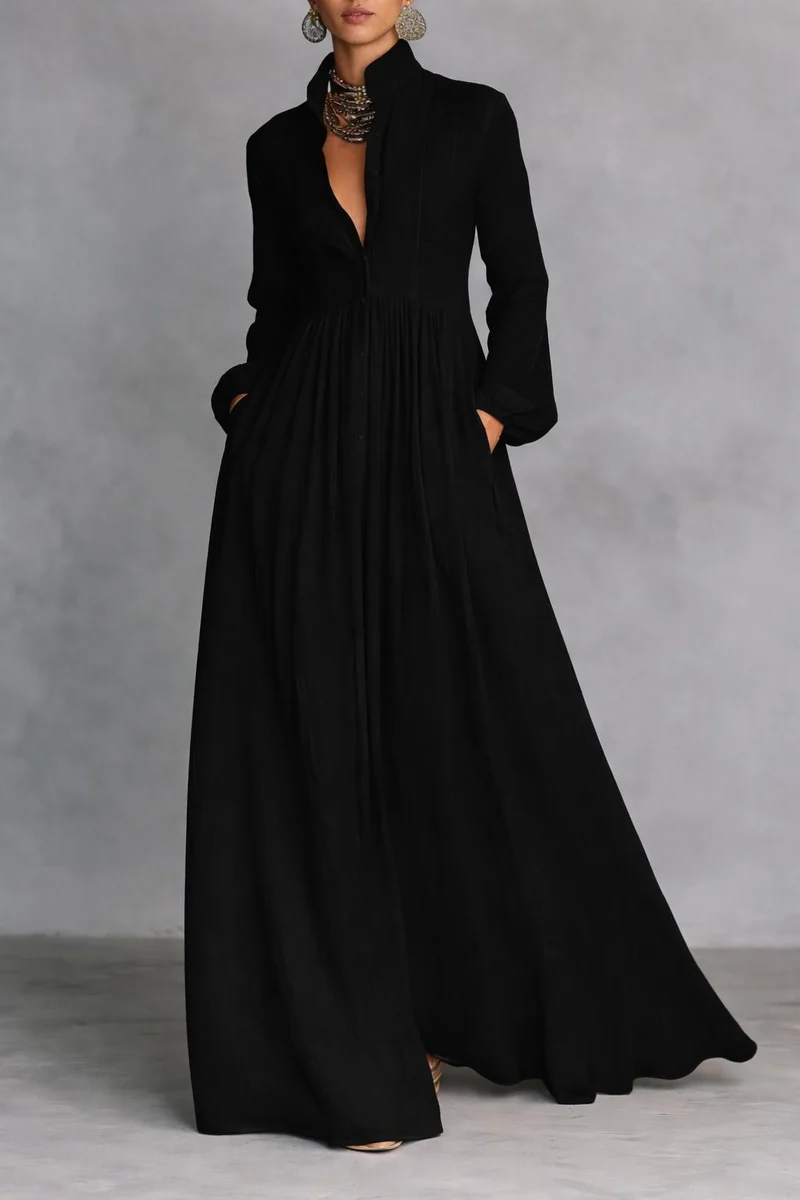 Sheilan – Elegantes Maxikleid Mit Knöpfen