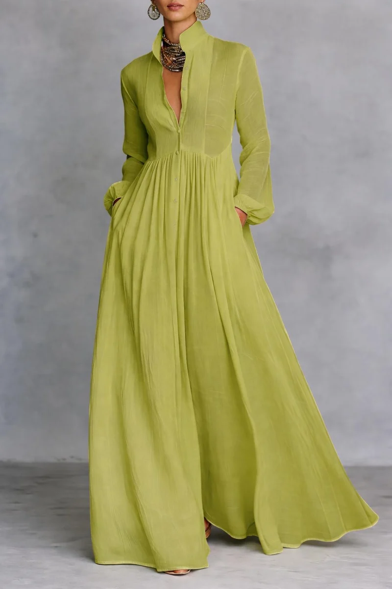 Sheilan – Elegantes Maxikleid Mit Knöpfen