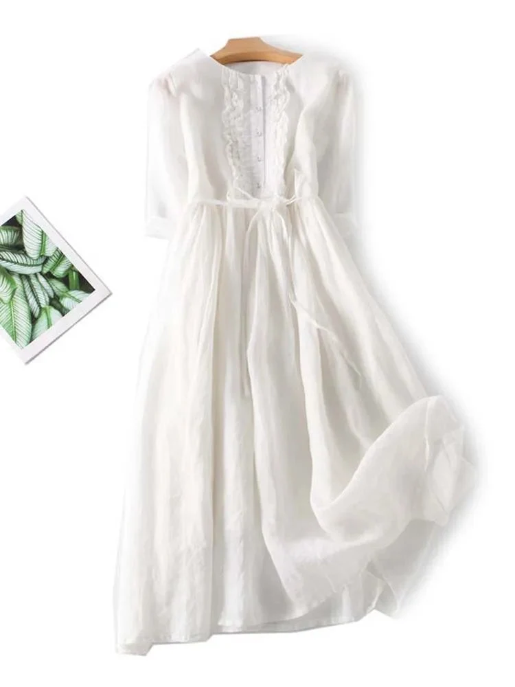 Lithumi - Maxikleid Aus Leinen