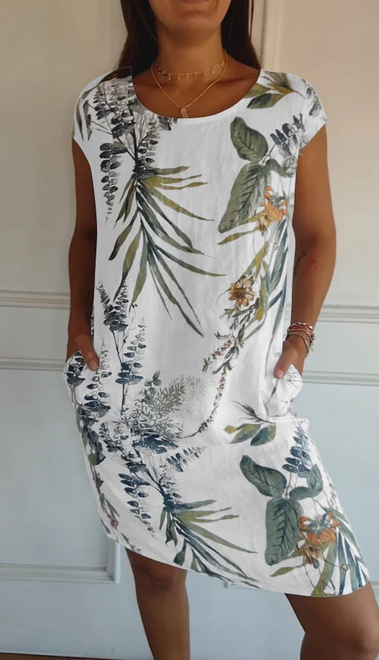 Sommerkleid für Frauen mit Taschen und lebhaftem Druck