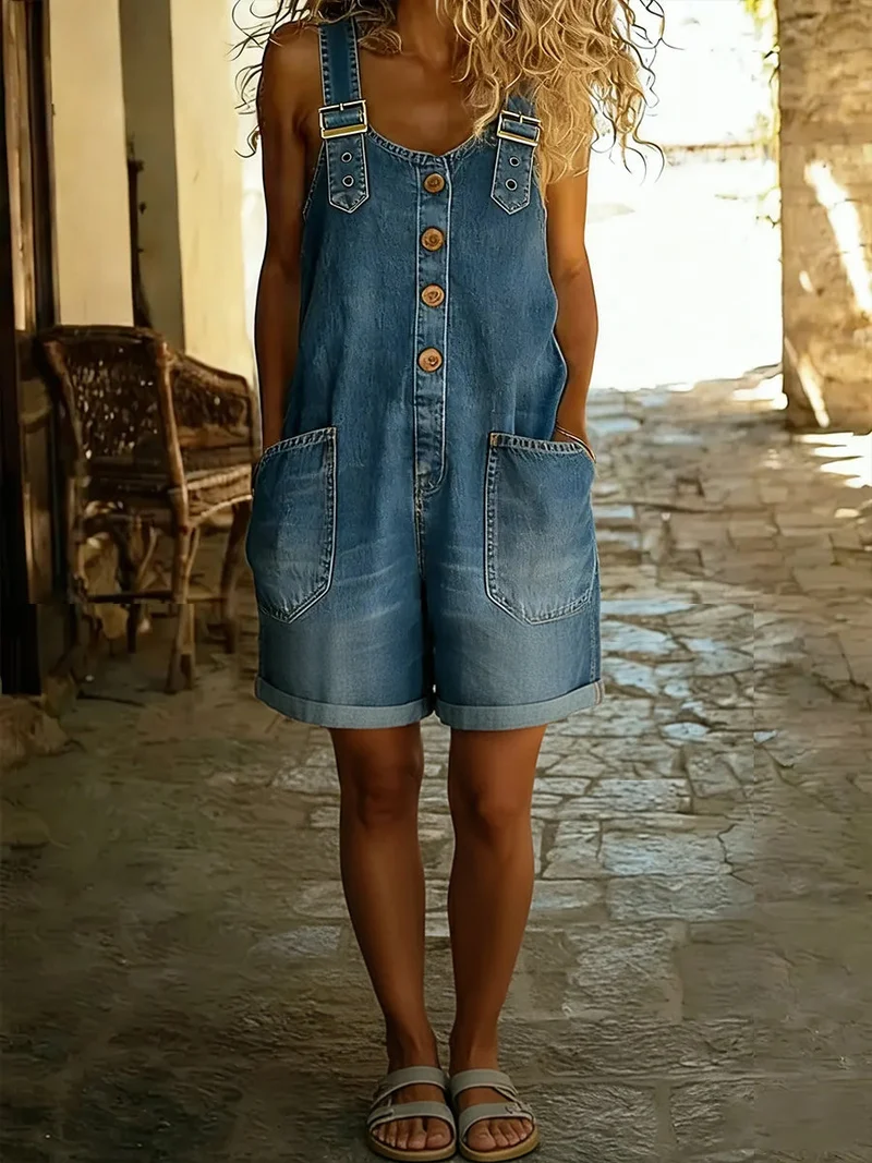 Entspanntes Shorts-Jumpsuit mit verstellbaren Trägern