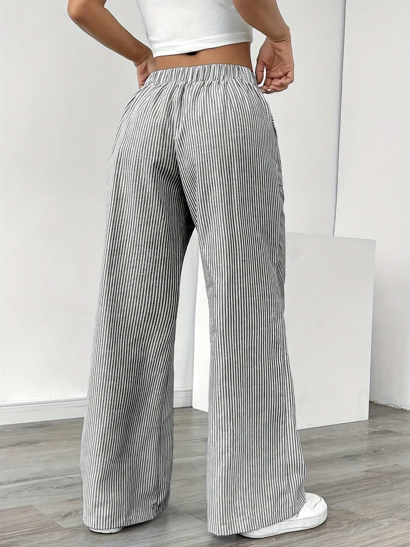 Sunnyi – Lässige Gestreifte Hose Mit Weitem Bein