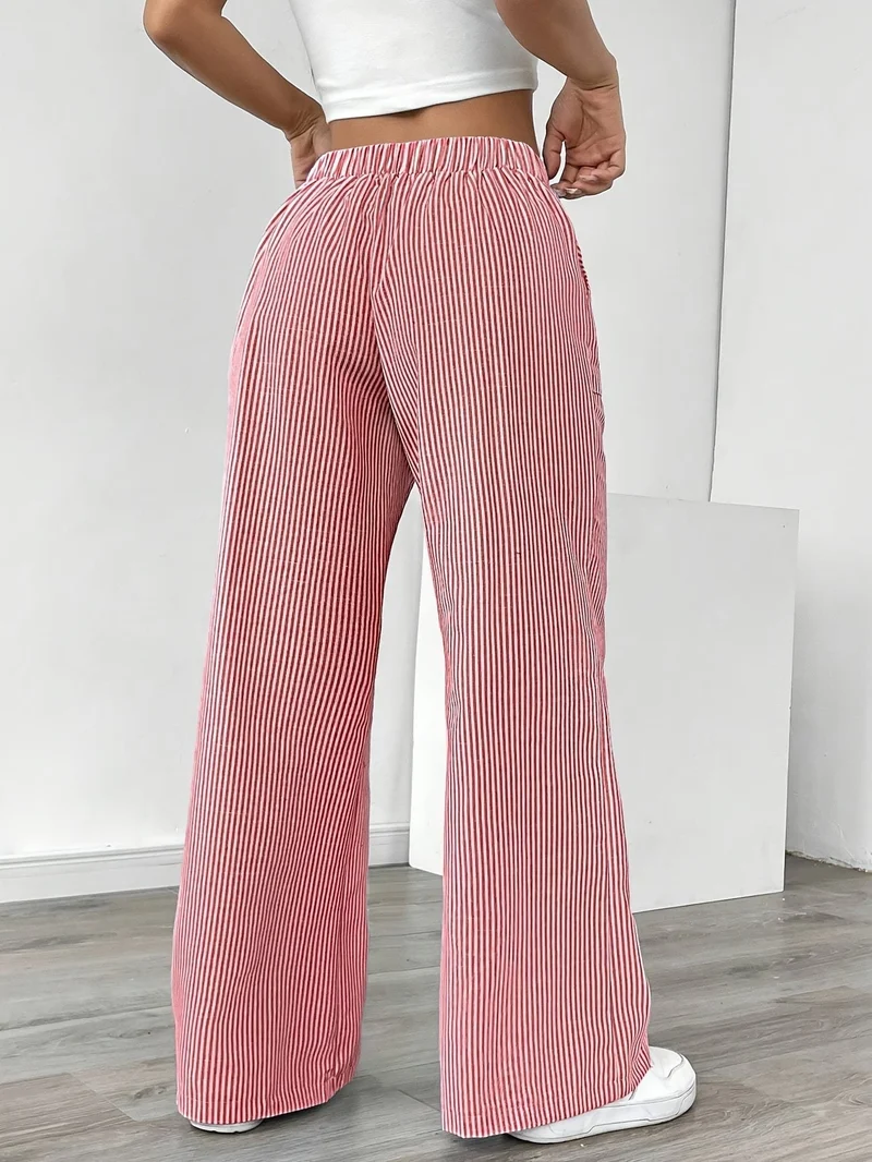 Sunnyi – Lässige Gestreifte Hose Mit Weitem Bein