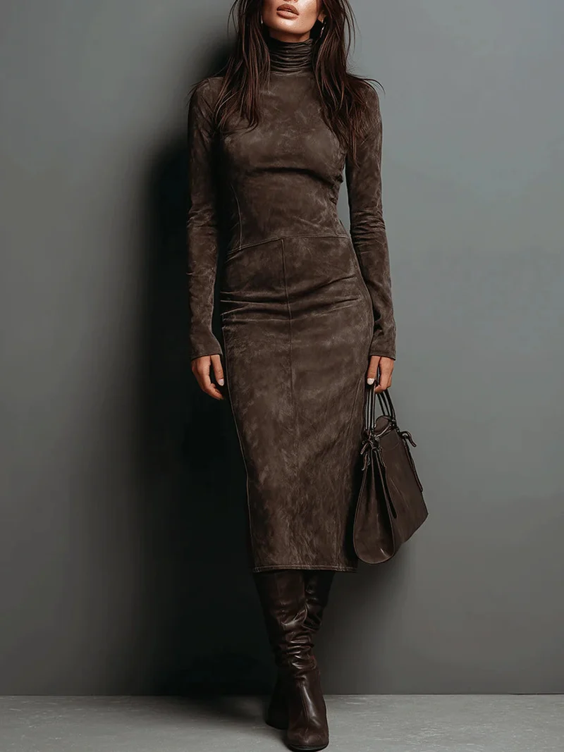 Mildred™ Chic Wildleder Maxi-Kleid