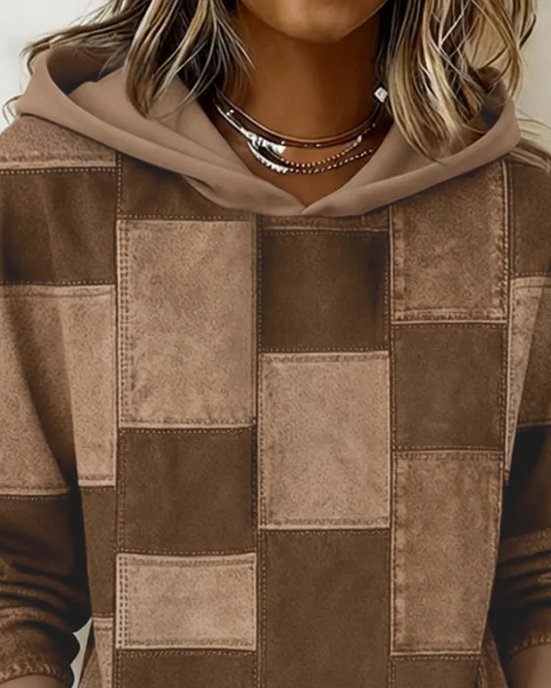 Schicker Langarm-Karierten Hoodie