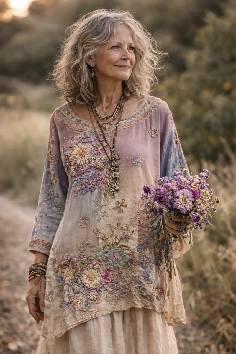 Ridika – Atmungsaktives Blumen Kleid Mit Rund Halsausschnitt