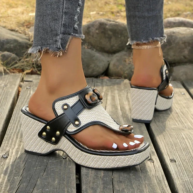 Zesika – Geflochtene Keilabsatz Zehensandalen