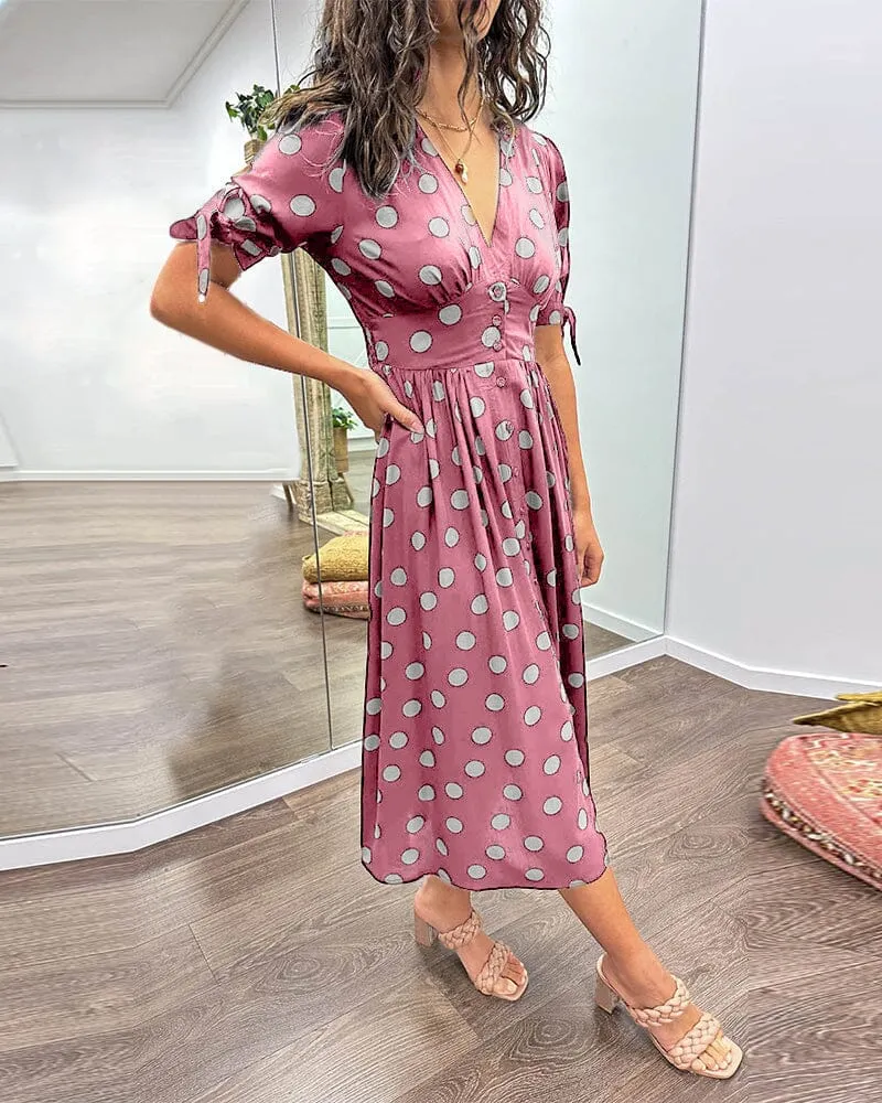 Bellamy - V-Ausschnitt Kleid mit Pünktchen