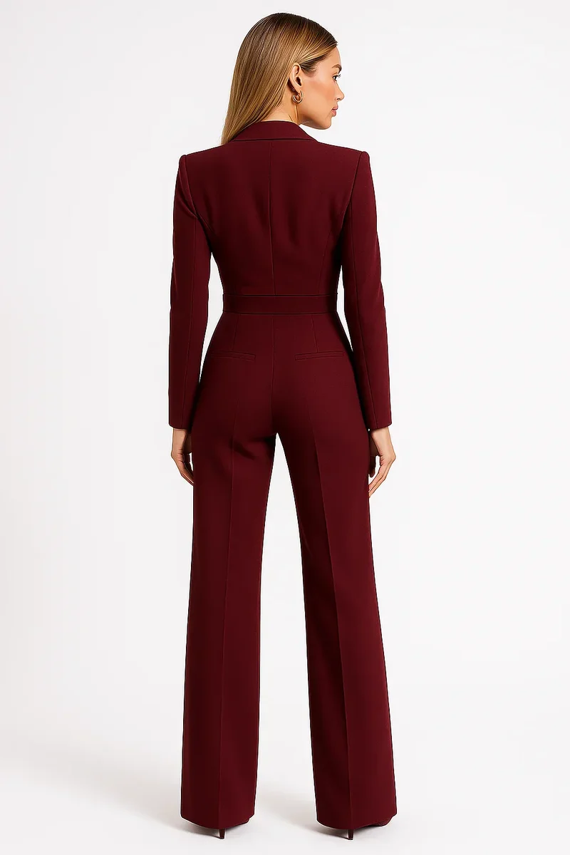 Eleganter Damen-Jumpsuit mit V-Ausschnitt & weiten Beinen