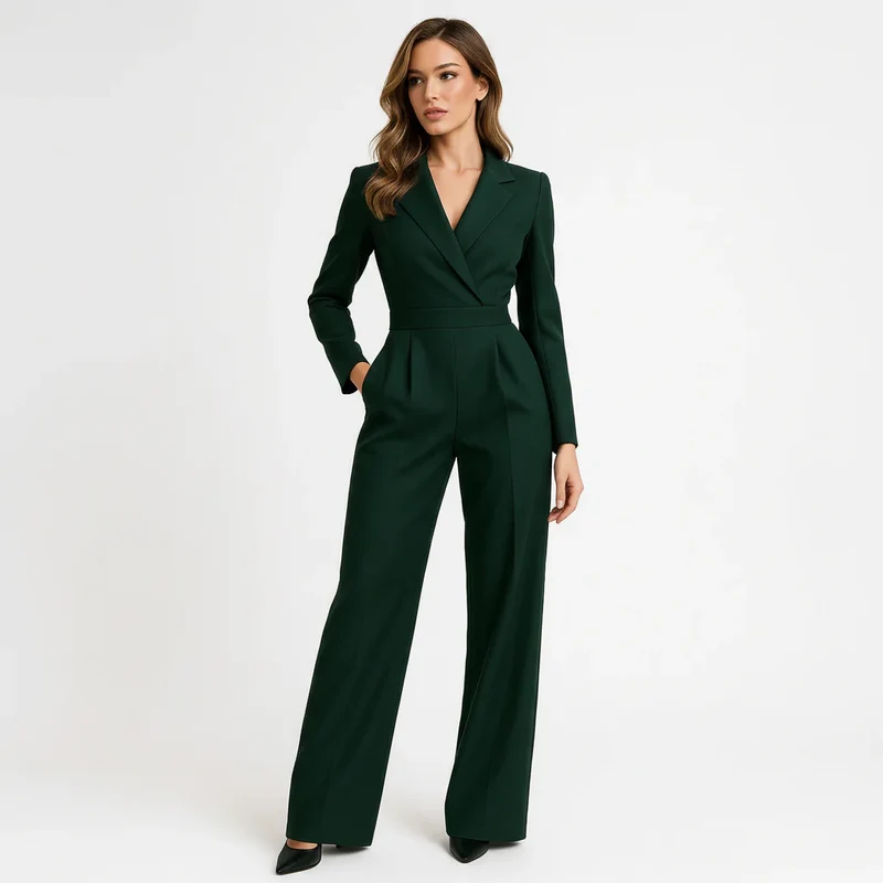 Eleganter Damen-Jumpsuit mit V-Ausschnitt & weiten Beinen