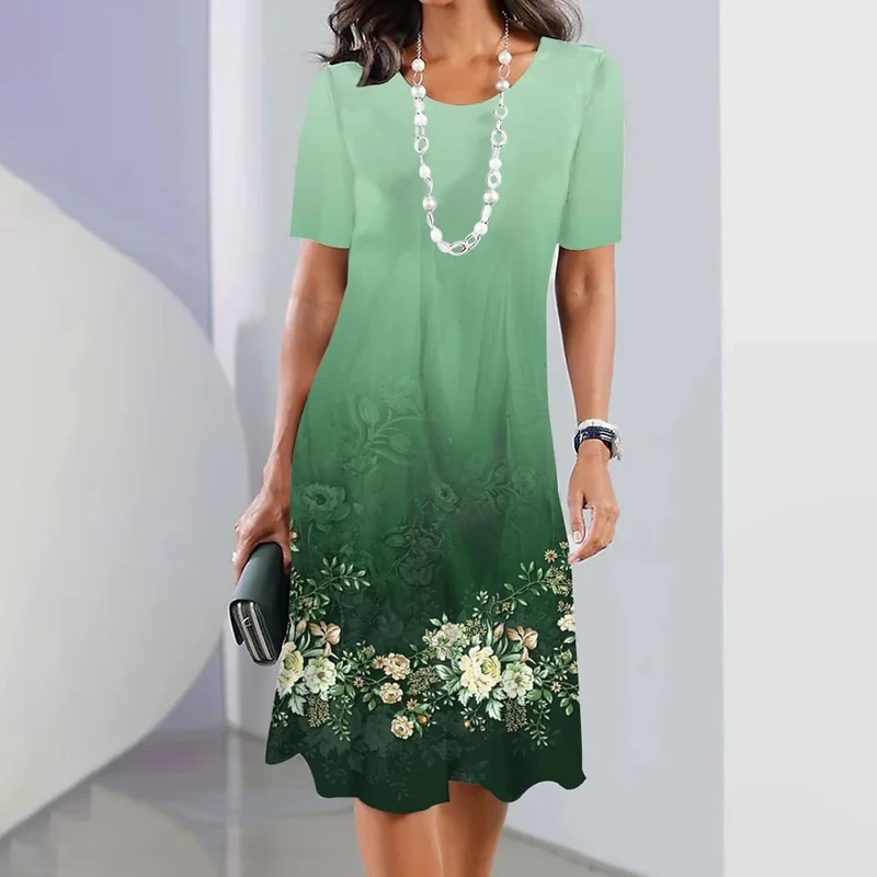 Ursulla - Elegantes Kleid Mit Rundhalsausschnitt Und Blumenmuster