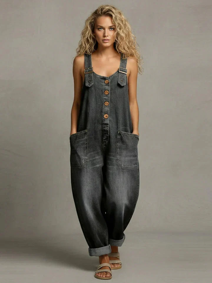 Lejla – Stilvoller Jeans Overall Mit Taschen