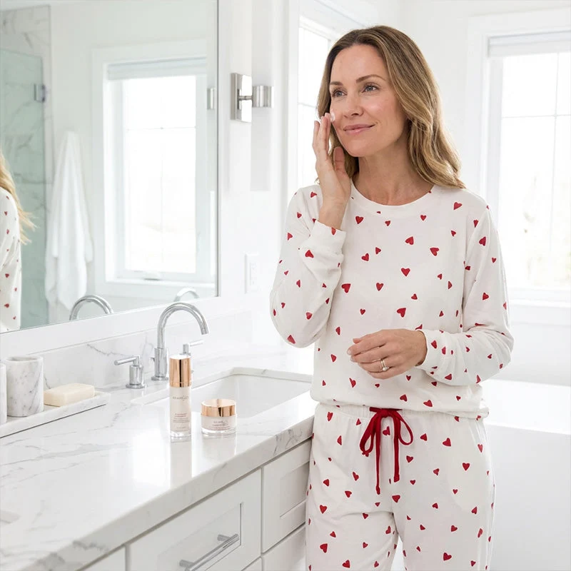 Rugile - Bequemes Pyjama Set Mit Herzmuster