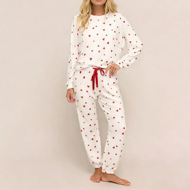 Rugile - Bequemes Pyjama Set Mit Herzmuster